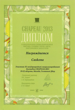 Диплом участника выставки Chapeau 2013