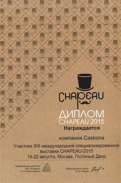 Диплом участника выставки Chapeau 2015
